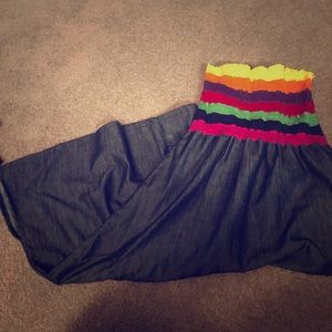 Strapless multi color sundress